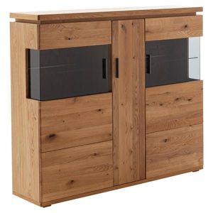 Linea Natura VYSOKÁ KOMODA, trámový dub, šedá, barvy dubu, 150/128/37 cm obraz