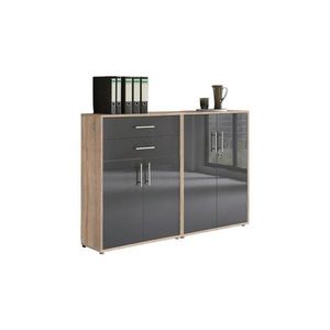 MID.YOU SKŘÍŇ NA ŠANONY, Sonoma dub, vysoce lesklá antracitová, 168, 8/113, 6/33 cm obraz