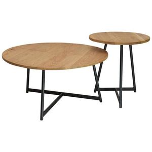 Boxxx SADA KONFERENČNÍCH STOLKŮ, černá, divoký dub, dřevo, kov, 60/60/40 cm obraz