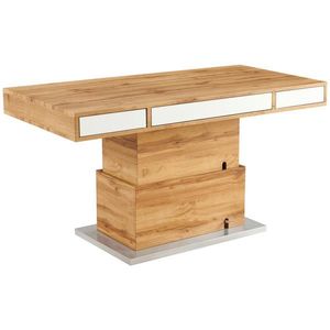 Livetastic KONFERENČNÍ STOLEK, bílá, barvy dubu, kov, kompozitní dřevo, 140/70/48-77 cm obraz