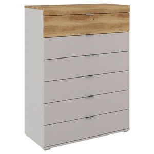 Dieter Knoll KOMODA, dub, barvy dubu, světle šedá, 90/123/47 cm obraz