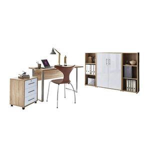 MID.YOU KANCELÁŘ, Sonoma dub, vysoce lesklá bílá obraz