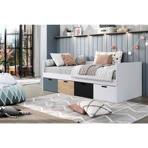 MID.YOU POSTEL S ÚLOŽNÝM PROSTOREM, 90/200 cm, šedá, přírodní barvy, černá obraz