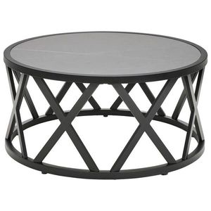 Livetastic KONFERENČNÍ STOLEK, černá, světle šedá, kov, kámen, 75/35/75 cm obraz