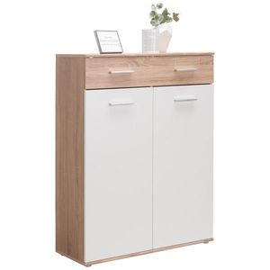 Carryhome BOTNÍK, bílá, Sonoma dub, 90/120/36 cm obraz