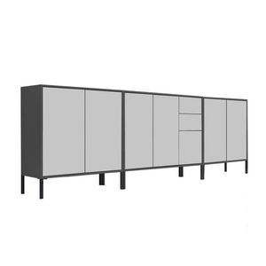 MID.YOU ŠIROKÁ KOMODA, antracitová, bílá, 263, 5/86/33 cm obraz