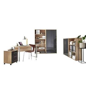 MID.YOU KANCELÁŘ, Sonoma dub, vysoce lesklá antracitová obraz