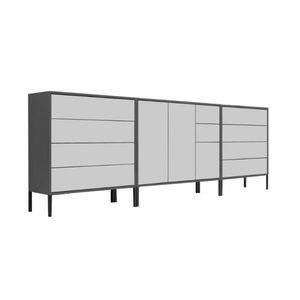 MID.YOU ŠIROKÁ KOMODA, antracitová, bílá, 263, 5/86/33 cm obraz