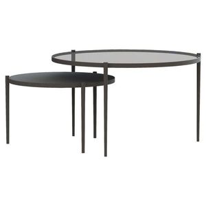 Novel SADA KONFERENČNÍCH STOLKŮ, šedá, černá, kov, sklo, 70/70/42 cm obraz