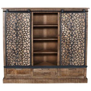 MID.YOU VYSOKÁ KOMODA, mangové dřevo, přírodní barvy, černá, 160/140/40 cm obraz