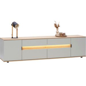 Dieter Knoll NÍZKÁ KOMODA, sukový dub, barvy dubu, světle šedá, 225, 6/54, 2/48 cm obraz