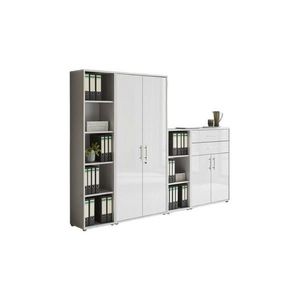 MID.YOU SKŘÍŇ NA ŠANONY, šedá, vysoce lesklá bílá, 257/185, 6/33 cm obraz