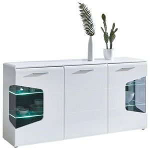 Hom`in ŠIROKÁ KOMODA, bílá, barvy dubu, vysoce lesklá bílá, 180/89/41 cm obraz