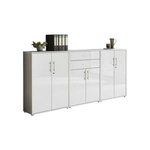 MID.YOU SKŘÍŇ NA ŠANONY, šedá, vysoce lesklá bílá, 253, 2/113, 6/33 cm obraz