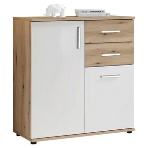 MID.YOU KOMODA, bílá, barvy dubu, 80/84/35 cm obraz