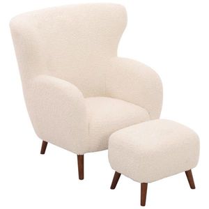 Livetastic KŘESLO S PODNOŽKOU, dřevo, kov, textil, bílá obraz