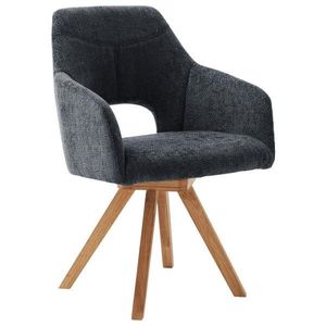 Voleo ŽIDLE S PODRUČKAMI, tkaná látka, antracitová, divoký dub obraz