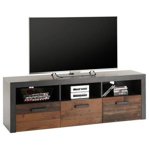 NÍZKÁ KOMODA, antracitová, hnědá, 147/50/45 cm obraz