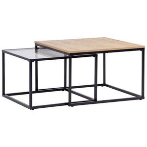 Boxxx KONFERENČNÍ STOLEK, černá, barvy dubu, kov, sklo, kompozitní dřevo, 70/60/45/40/70/60 cm obraz