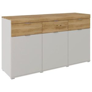 Dieter Knoll KOMODA, dub, barvy dubu, světle šedá, 151/88/47 cm obraz