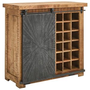 Ambia Home SKŘÍŇ NA VÍNO, přírodní barvy, černá, 90/85/40 cm obraz