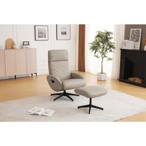 Livetastic RELAXAČNÍ KŘESLO S TABURETEM, textil, kůže, šedohnědá obraz