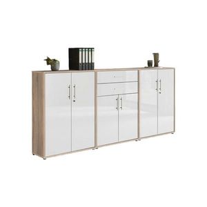 MID.YOU SKŘÍŇ NA ŠANONY, Sonoma dub, vysoce lesklá bílá, 253, 2/113, 6/33 cm obraz