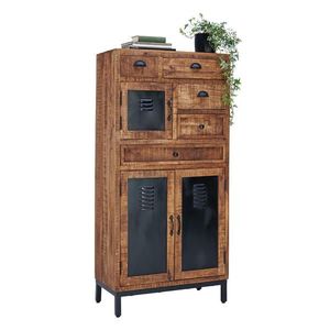 Landscape VYSOKÁ KOMODA, mangové dřevo, hnědá, černá, 80/165/40 cm obraz