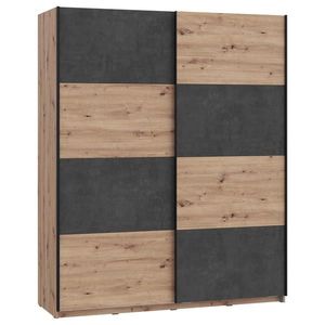 Carryhome SKŘÍŇ S POSUVNÝMI DVEŘMI, tmavě šedá, dub artisan, 170/210/61 cm obraz