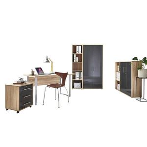 MID.YOU KANCELÁŘ, Sonoma dub, vysoce lesklá antracitová obraz