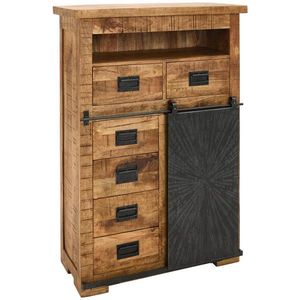 Ambia Home VYSOKÁ KOMODA, mangové dřevo, přírodní barvy, černá, 90/130/40 cm obraz