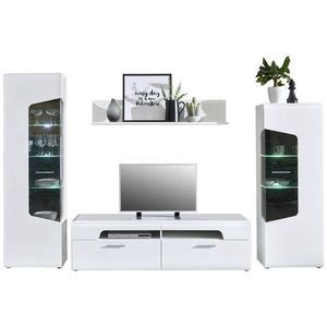 Hom`in OBÝVACÍ STĚNA, bílá, barvy dubu, vysoce lesklá bílá obraz