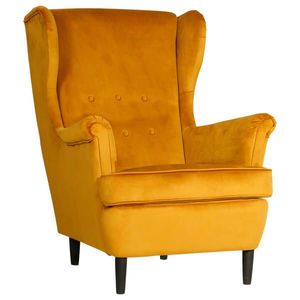 Niels Andersson KŘESLO UŠÁK, dřevo, textil, karton, kompozitní dřevo, žlutá obraz