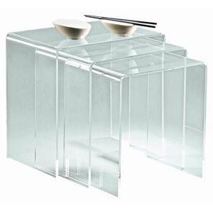 SADA ODKLÁDACÍCH STOLKŮ, čiré, plast, 34/39/44/38/40/42/29.5 cm obraz