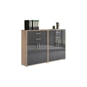 MID.YOU SKŘÍŇ NA ŠANONY, Sonoma dub, vysoce lesklá antracitová, 168, 8/113, 6/33 cm obraz