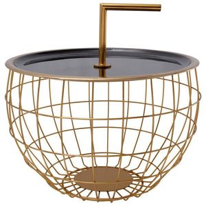 MID.YOU ODKLÁDACÍ STOLEK, černá, barvy zlata obraz