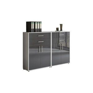 MID.YOU SKŘÍŇ NA ŠANONY, šedá, vysoce lesklá antracitová, 168, 8/113, 6/33 cm obraz