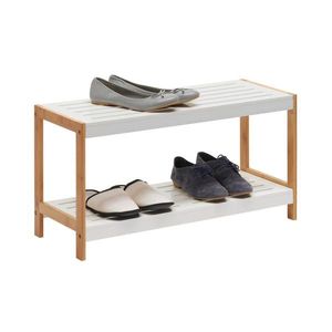 Xora REGÁL NA BOTY, hnědá, bílá, bambus, 70/36/26 cm obraz