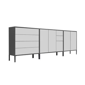 MID.YOU ŠIROKÁ KOMODA, antracitová, bílá, 263, 5/86/33 cm obraz