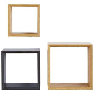 Carryhome SADA NÁSTĚNNÝCH REGÁLŮ, antracitová, dub wotan obraz