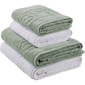 Esprit SADA RUČNÍKŮ A OSUŠEK, 50x100/67x140 cm, bílá, šalvějově zelená obraz