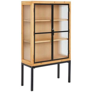 MID.YOU VITRÍNA, jedle, přírodní barvy, černá, 80/145/35 cm obraz