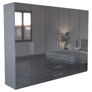 Carryhome ŠATNÍ SKŘÍŇ, antracitová, vysoce lesklá antracitová, 294/219/59 cm obraz