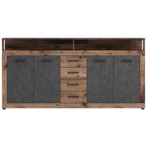 MID.YOU ŠIROKÁ KOMODA, antracitová, barva starého dubu, 190/96/32 cm obraz