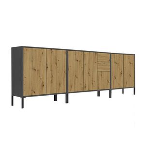 MID.YOU ŠIROKÁ KOMODA, antracitová, dub artisan, 263, 5/86/33 cm obraz