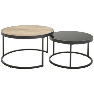 MID.YOU SADA KONFERENČNÍCH STOLKŮ, černá, barvy dubu, kov, sklo, kompozitní dřevo, 65-80/65-80/38-40 cm obraz