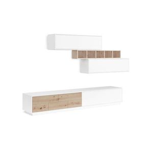 Carryhome OBÝVACÍ STĚNA, bílá, dub artisan obraz