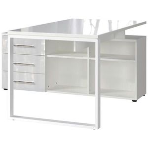 Novel ROHOVÝ PSACÍ STŮL, bílá, 160/146/76 cm obraz