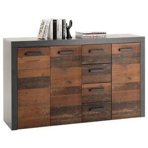 ŠIROKÁ KOMODA, antracitová, hnědá, 152/92/38 cm obraz