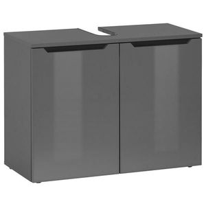 home24 SKŘÍŇKA POD UMYVADLO, černá, vysoce lesklá antracitová, antracitová, obraz